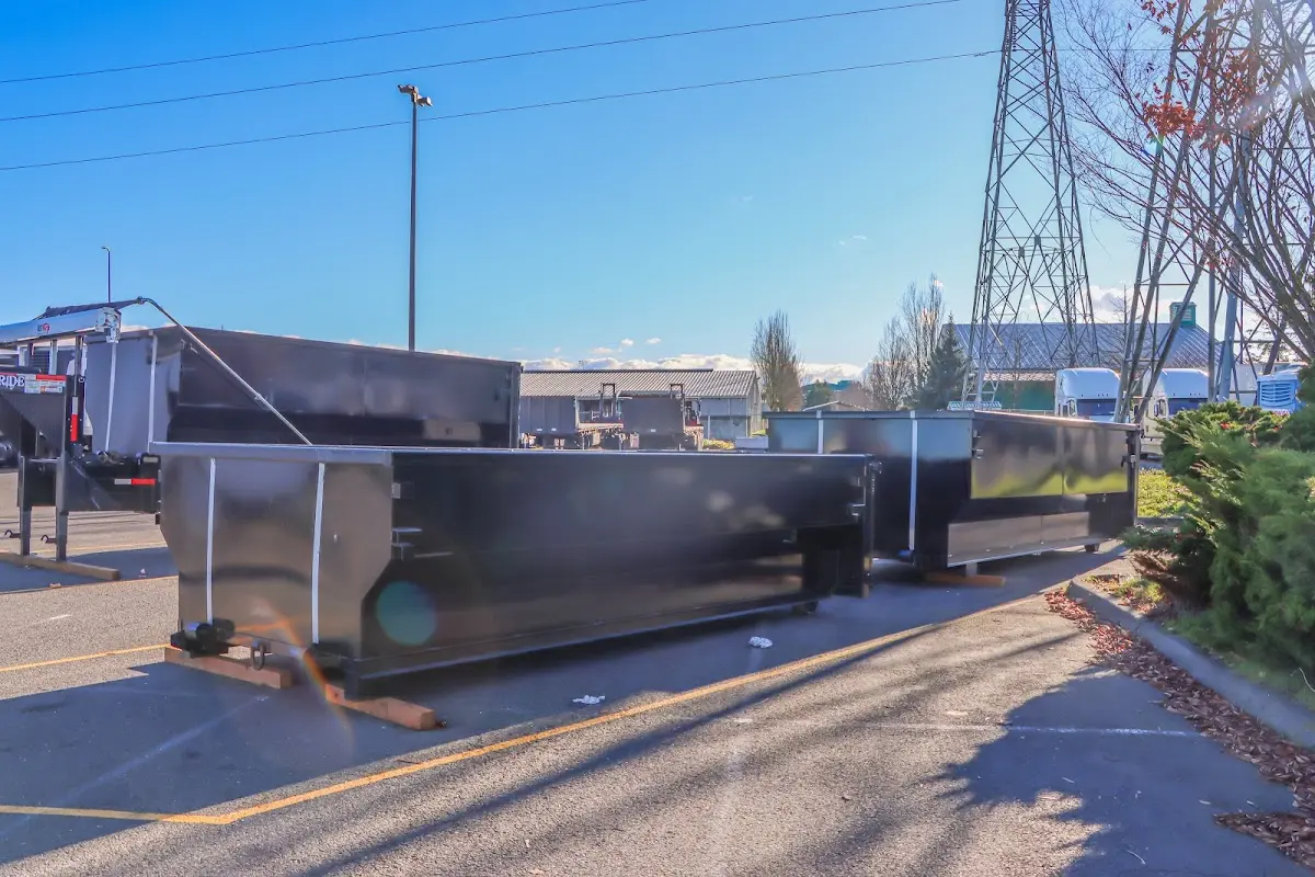Roll-off dumpster ready for waste disposal at job site for 2 Yard Dumpster Rental in Orland Park